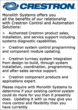 Monolith Systems - AV Installation NY - Crestron Services